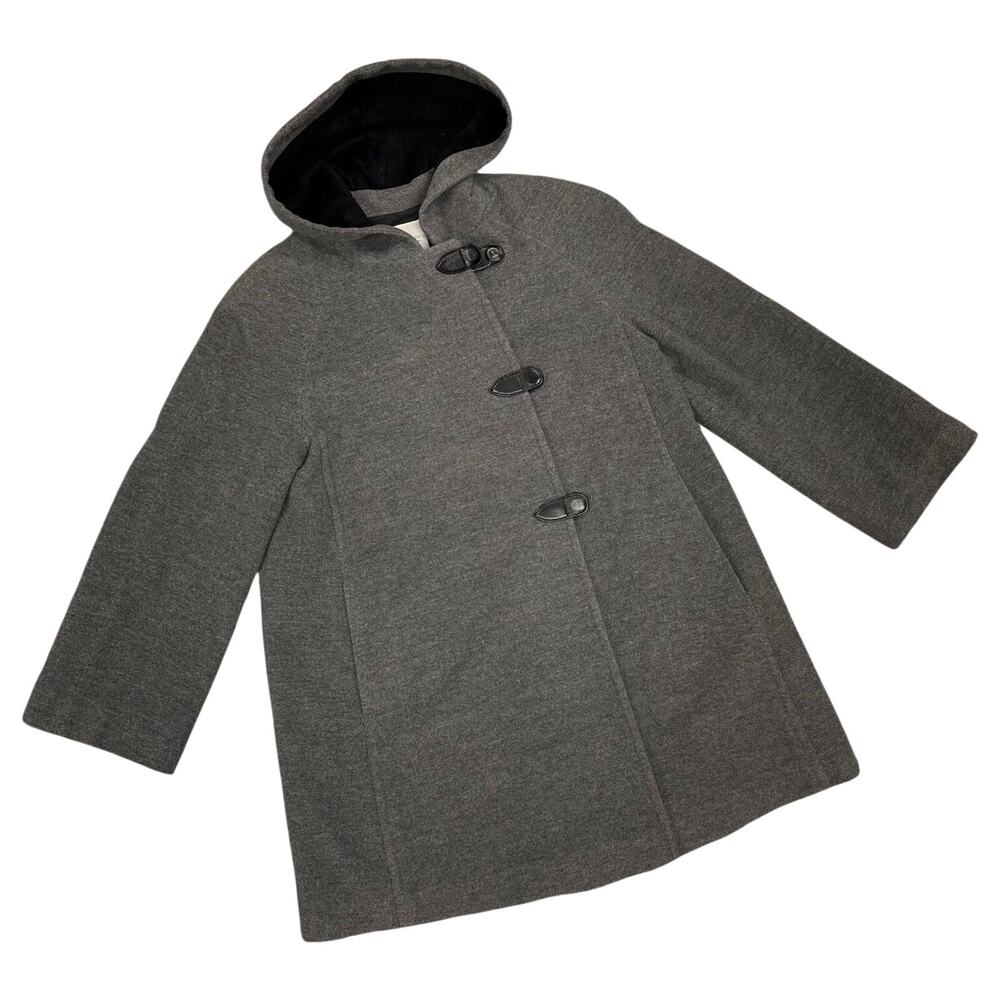 Marisa Minicucci Coat Gray Hooded Wool Angora Blend Magnetic Snap Close Designer